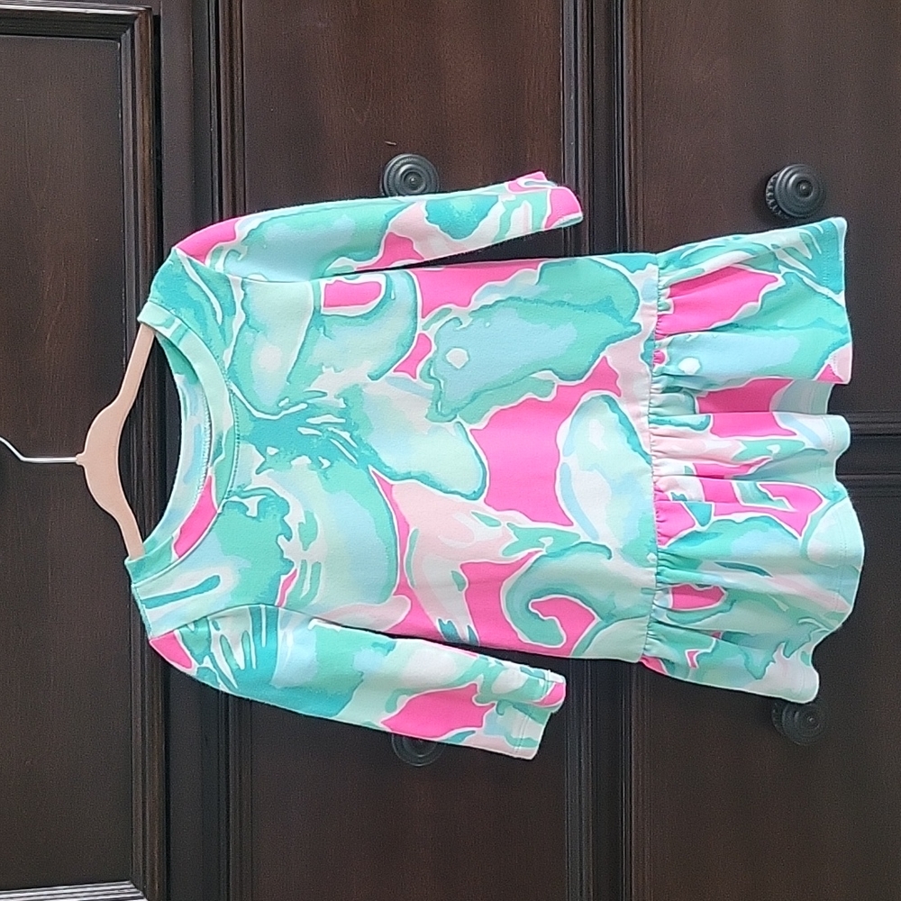 Lilly Pulitzer Girls Toddler 3/4 Sleeve Ruffle Hem Dress